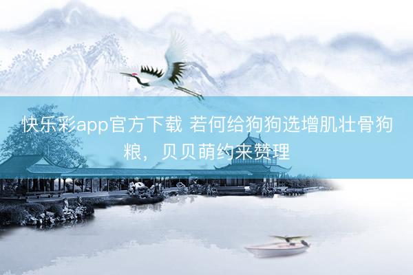 快乐彩app官方下载 若何给狗狗选增肌壮骨狗粮，贝贝萌约来赞理