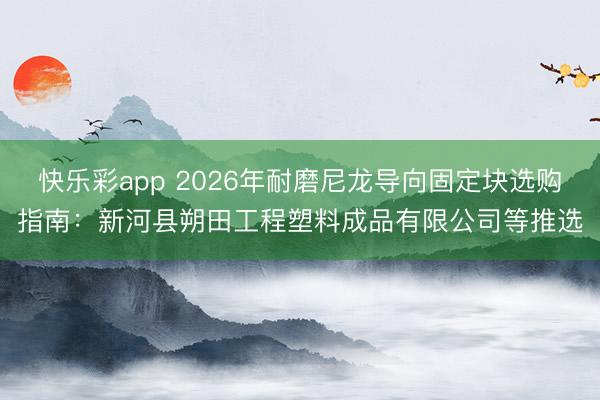 快乐彩app 2026年耐磨尼龙导向固定块选购指南：新河县朔田工程塑料成品有限公司等推选