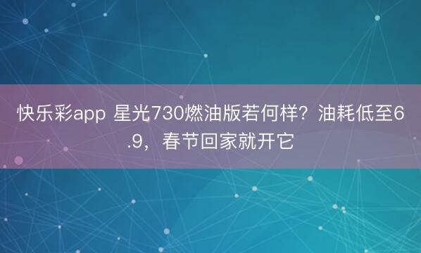 快乐彩app 星光730燃油版若何样？油耗低至6.9，春节回家就开它